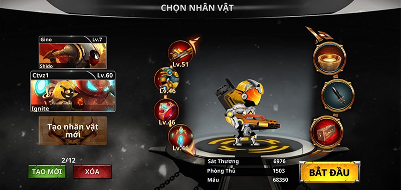 Mỗi nh&acirc;n vật sẽ c&oacute; thể mang theo tối đa 7 m&oacute;n trang bị