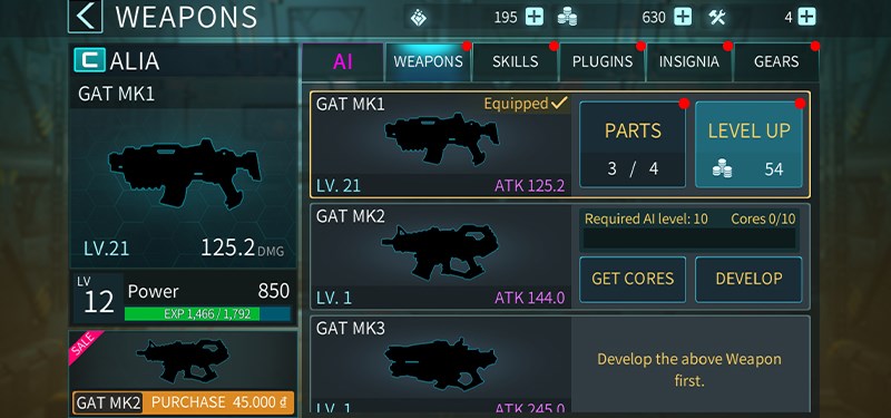 Trang bị đặc trưng cho từng nh&acirc;n vật