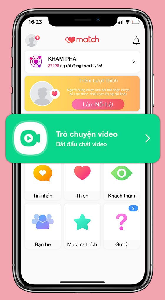 Gọi video trực tuyện tr&ecirc;n W-Match