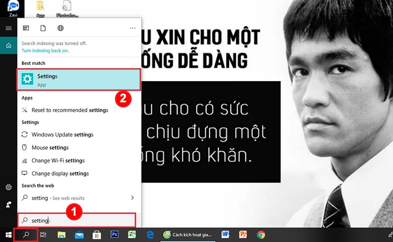 Truy cập v&agrave;o Settings