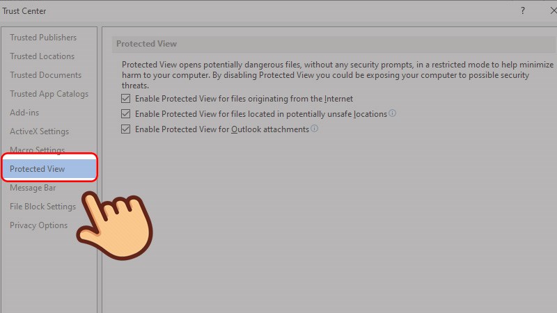 Cách bật/tắt tính năng Protected View khi mở tài liệu Microsoft Word. 5