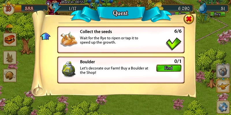 Bảng nhiệm vụ trong Fairy Farm