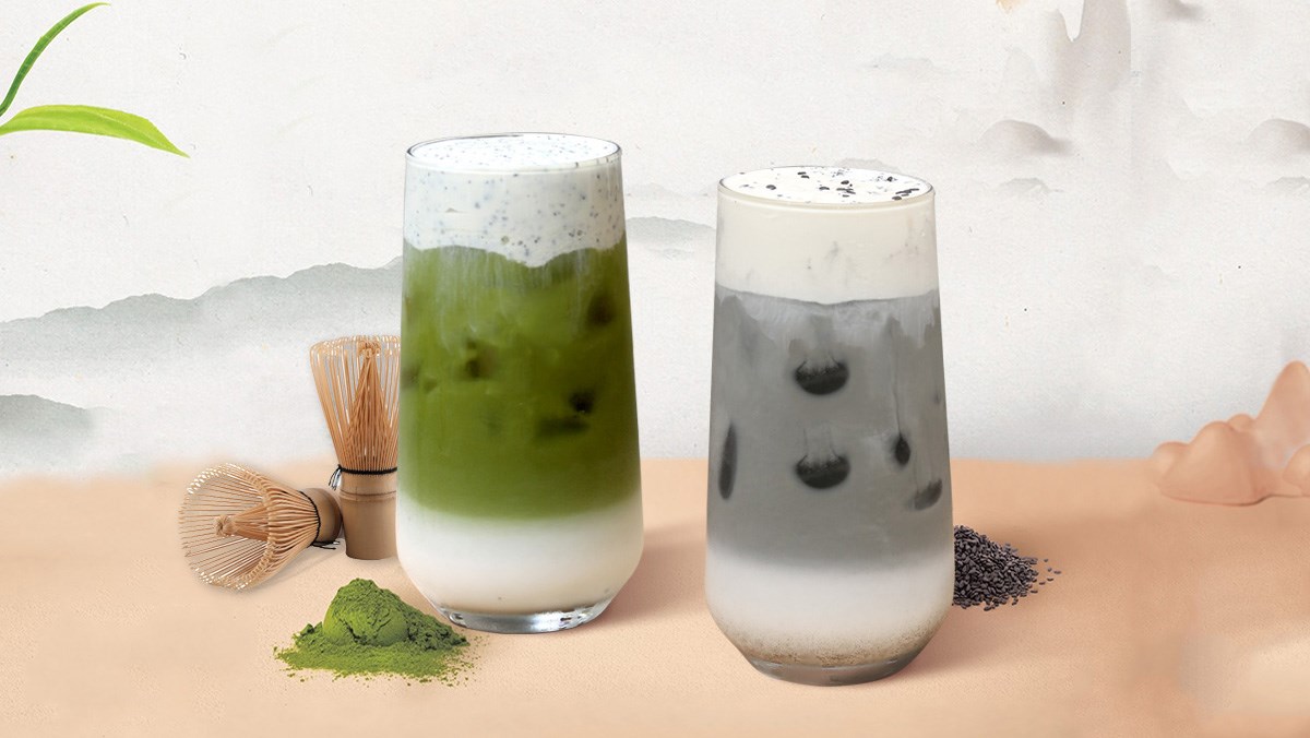 2 cách làm mè đen latte kem sữa và matcha mè đen kem sữa