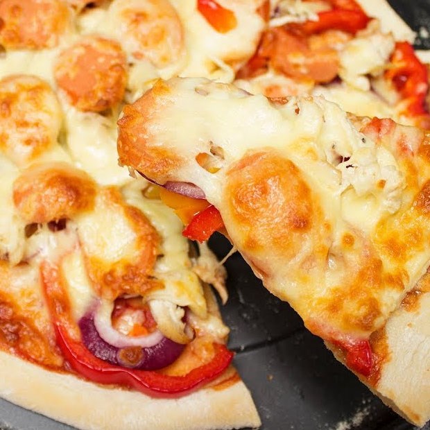 Cách làm pizza gà phô mai bằng nồi chiên không dầu và lò nướng