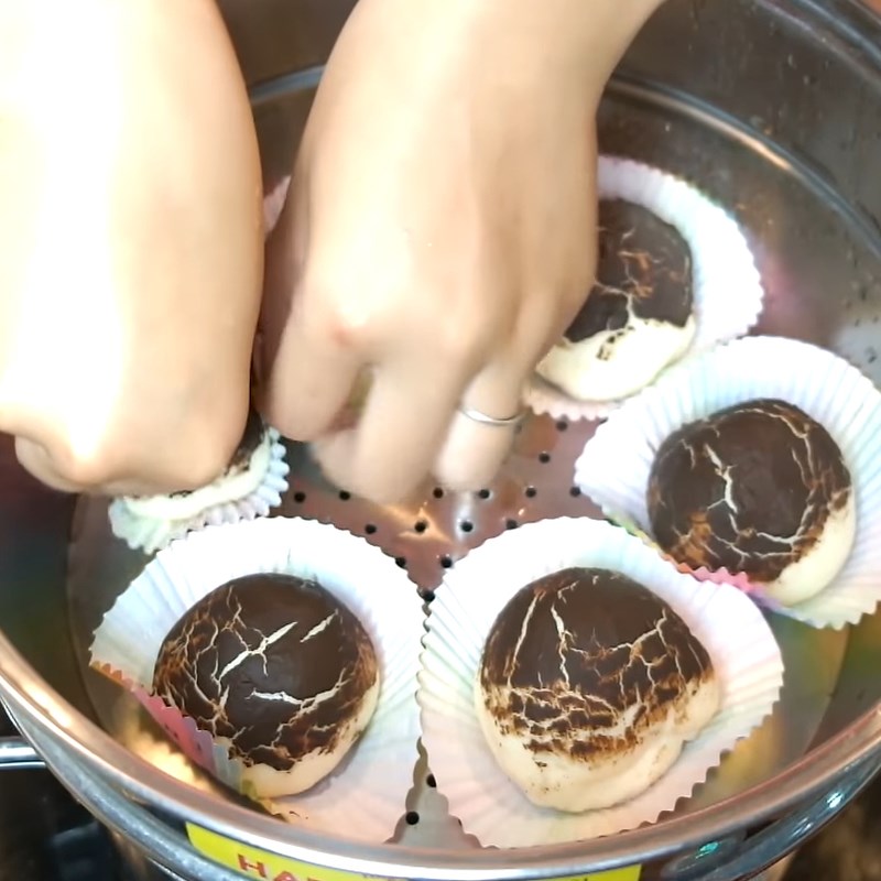 Bước 4 Hấp bánh bao nấm Bánh bao nấm nhân đậu xanh