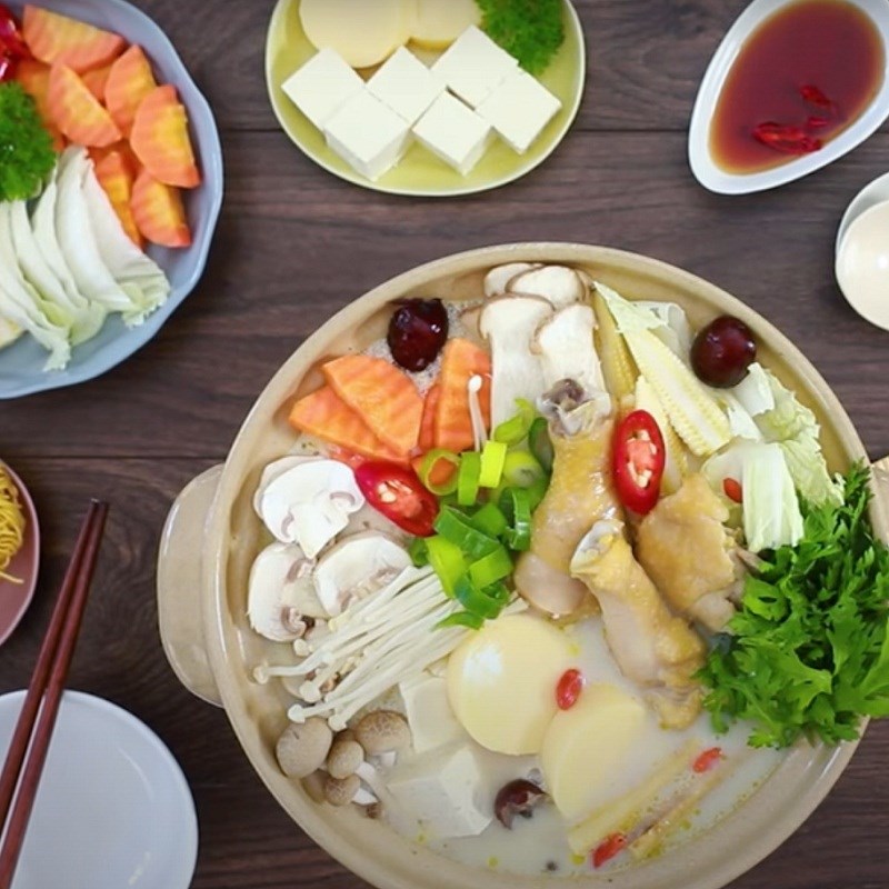 Bước 4 Hoàn thiện món ăn Lẩu gà sữa đậu nành