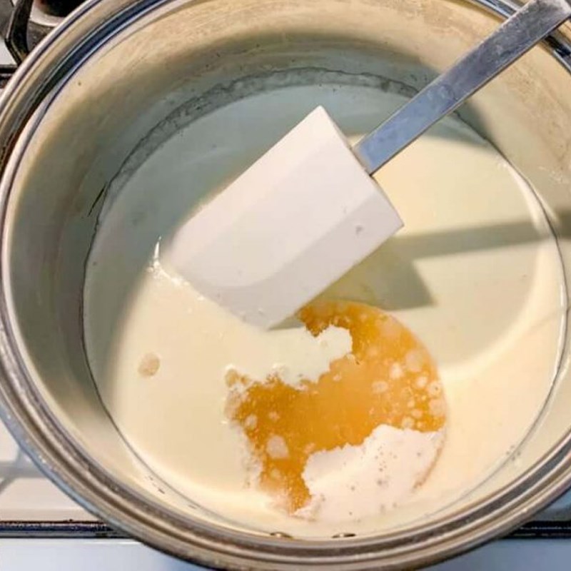 Bước 2 Làm hỗn hợp thạch Thạch táo caramel