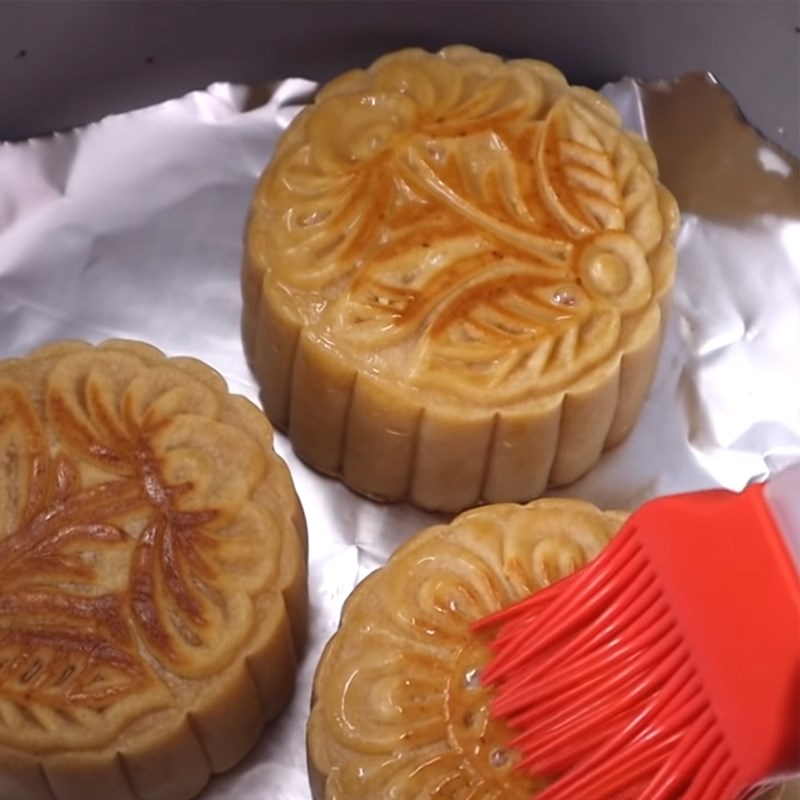 Bước 8 Nướng bánh Bánh trung thu đậu xanh trứng muối sầu riêng bằng nồi cơm điện