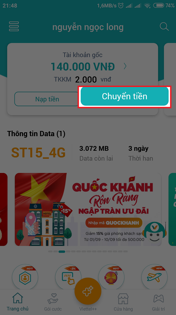 Chuyển tiền Viettel Mới nhất