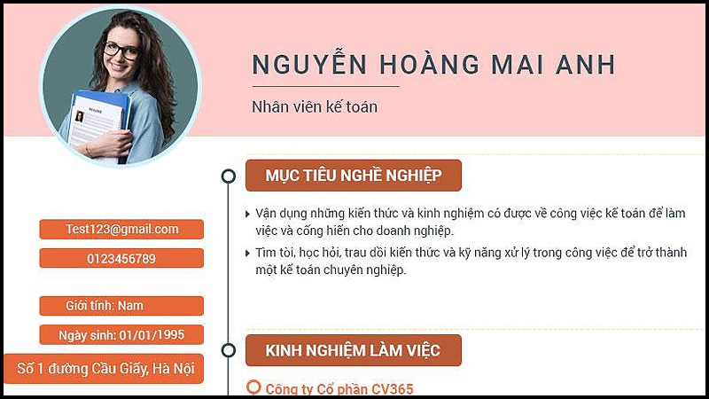thông tin cá nhân và mục tiêu nghề nghiệp