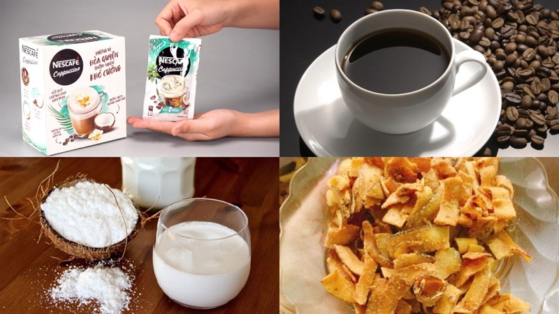 Nguyên liệu món ăn cappuchino dừa foam sữa tươi