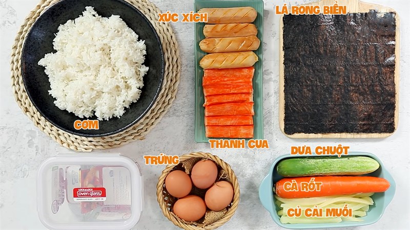 Nguyên liệu món ăn 2 cách làm kimbap chiên