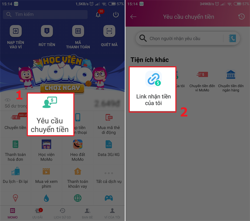 Tạo link chuyển tiền