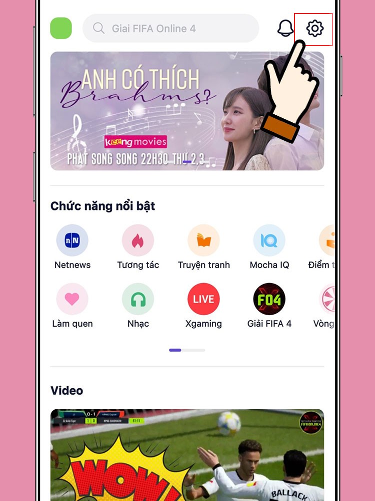 Chọn biểu tượng c&agrave;i đặt Mocha tr&ecirc;n g&oacute;c phải m&agrave;n h&igrave;nh.