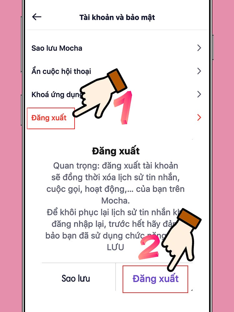 Chọn đăng xuất