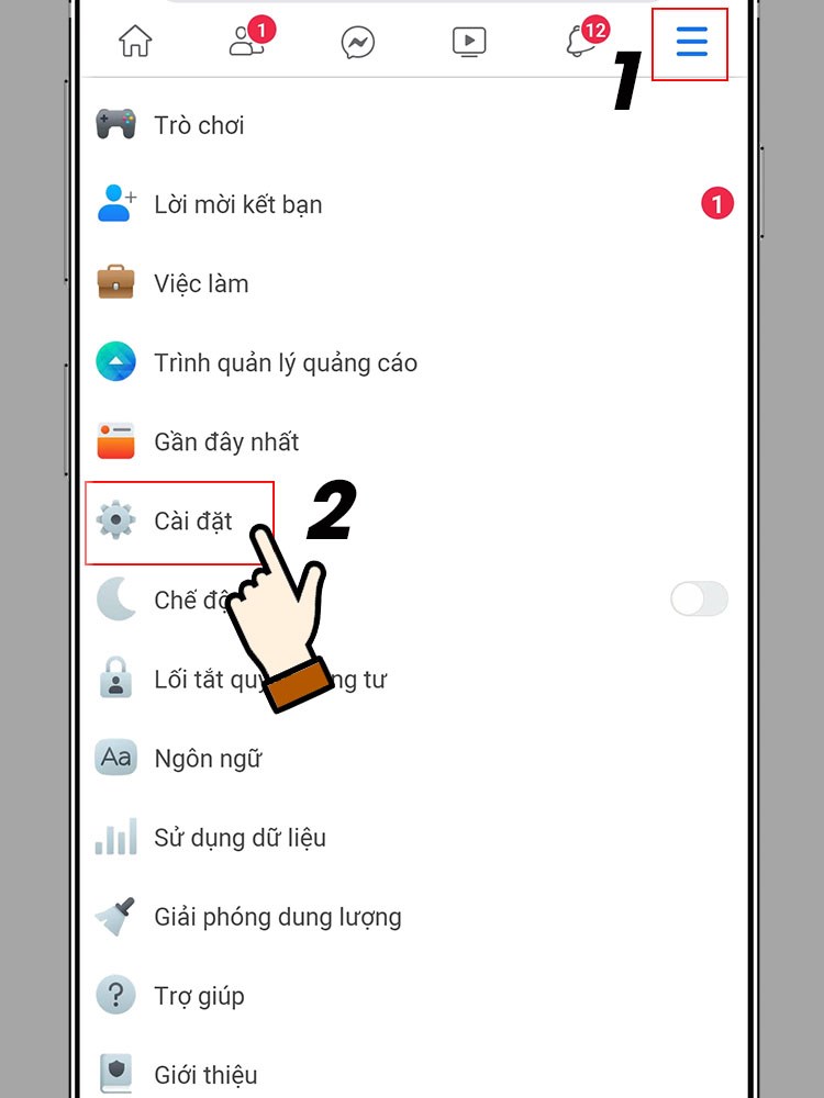 Mở ứng dụng Facebook Lite, chọn biểu tượng 3 gạch > Chọn Cài đặt.