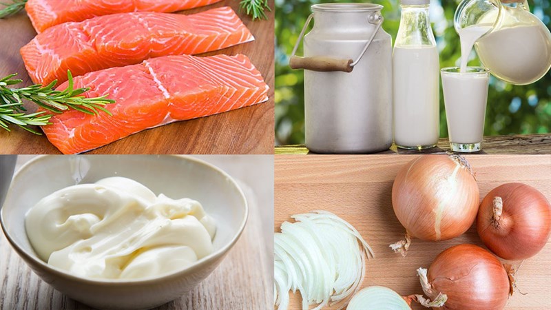 Nguyên liệu món ăn cá hồi áp chảo sốt mayonnaise và sốt mật ong