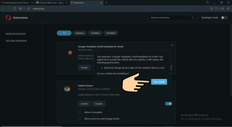 C&aacute;ch c&agrave;i đặt tiện &iacute;ch, extensions của Chrome l&ecirc;n Opera
