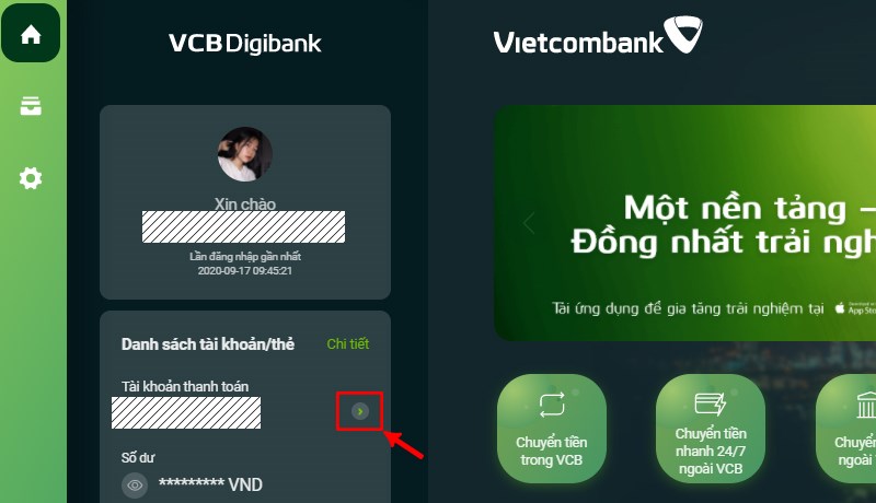 Kiểm tra số tài khoản Vietcombank trên máy tính