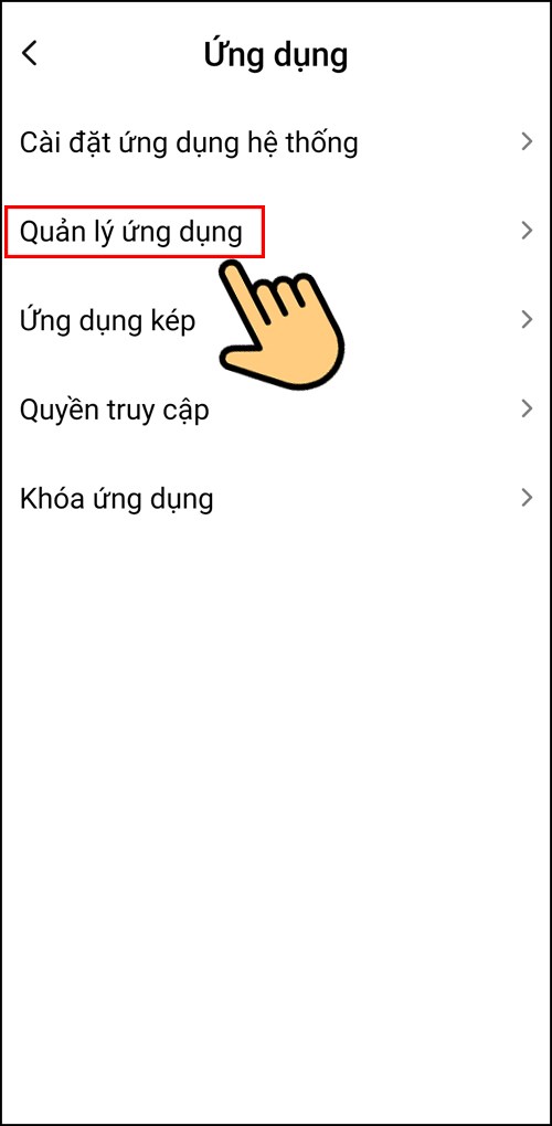Bước 3: Chọn Quản lí ứng dụng