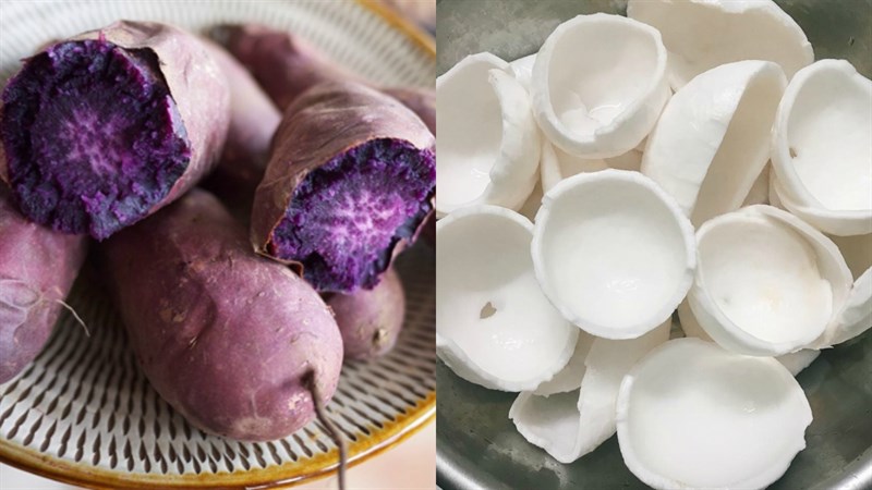 Nguyên liệu làm sinh tố khoai lang tím sữa dừa