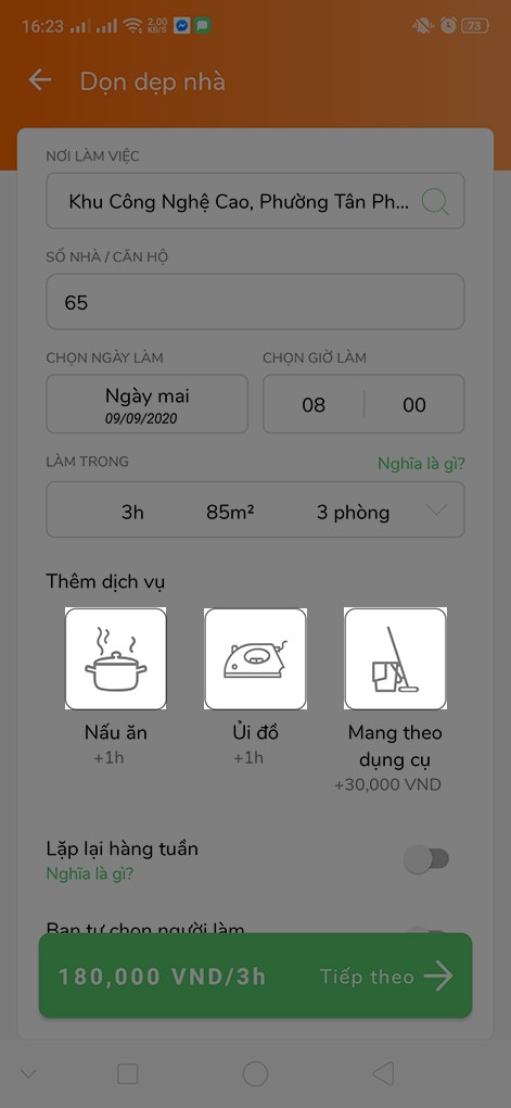 Th&ecirc;m dịch vụ tr&ecirc;n ứng dụng bTaskee
