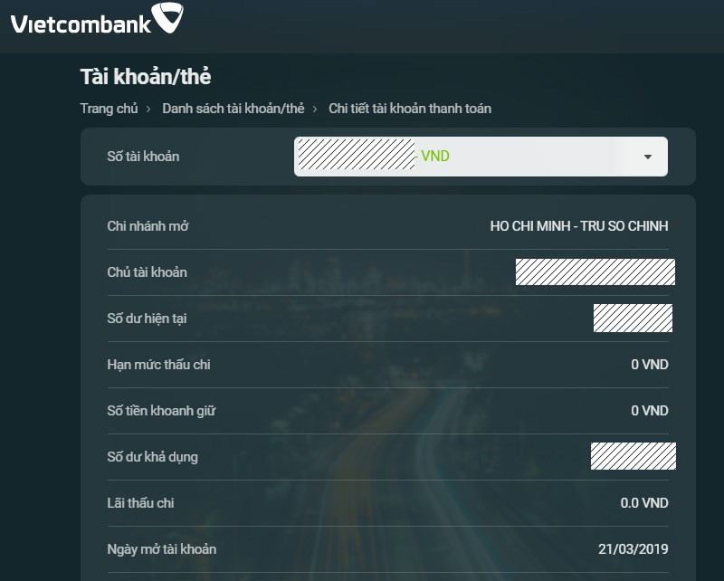 Kiểm tra số tài khoản Vietcombank trên máy tính