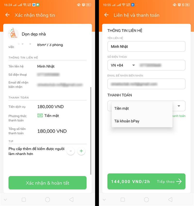 Điền t&ecirc;n, số điện thoại để li&ecirc;n hệ, Email