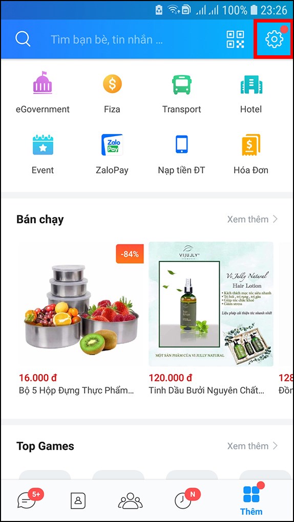 Chọn biểu tượng C&agrave;i đặt h&igrave;nh răng cưa ở g&oacute;c tr&ecirc;n b&ecirc;n phải m&agrave;n h&igrave;nh