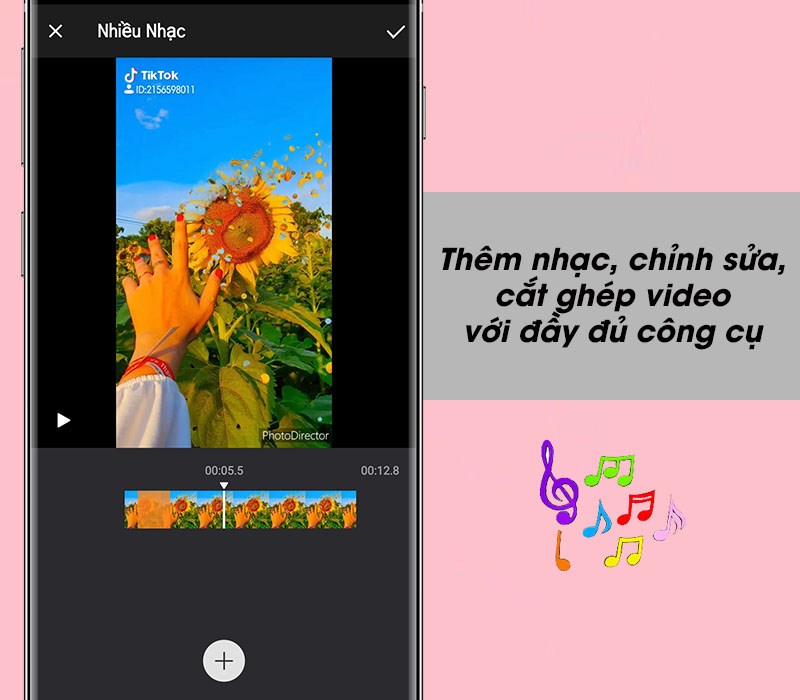 Thêm nhạc, chỉnh sửa, cắt ghép video với đầy đủ công cụ