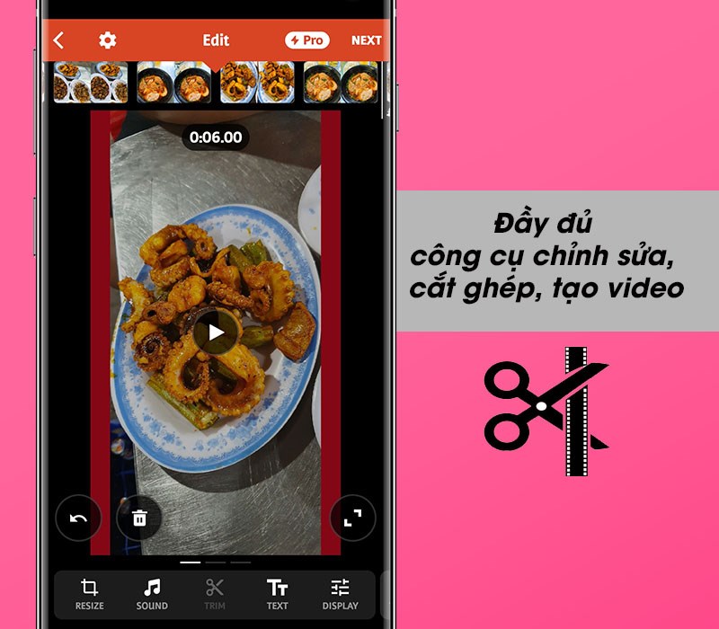 Đầy đủ c&ocirc;ng cụ chỉnh sửa, cắt gh&eacute;p, tạo video từ kho ảnh điện thoại