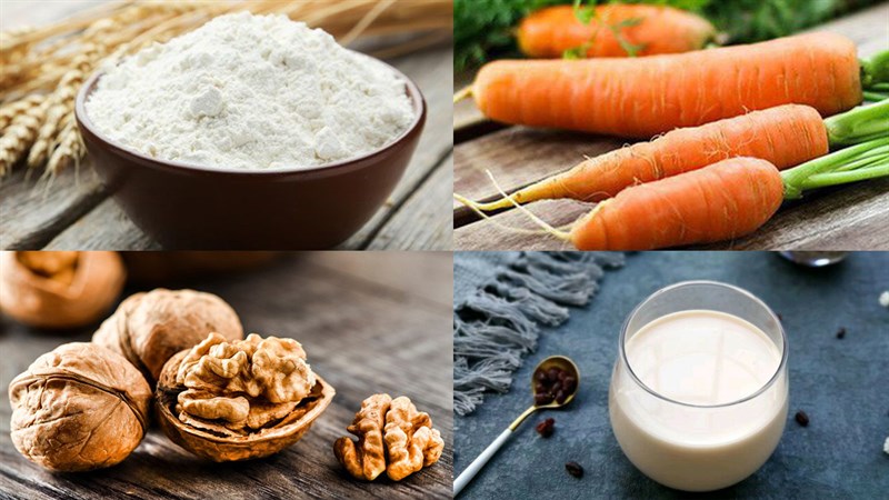 Nguyên liệu món ăn 2 cách làm bánh muffin bông cải và cà rốt