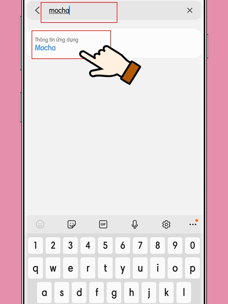 Tại thanh t&igrave;m kiếm nhập Mocha > Chọn ứng dụng Mocha để mở.