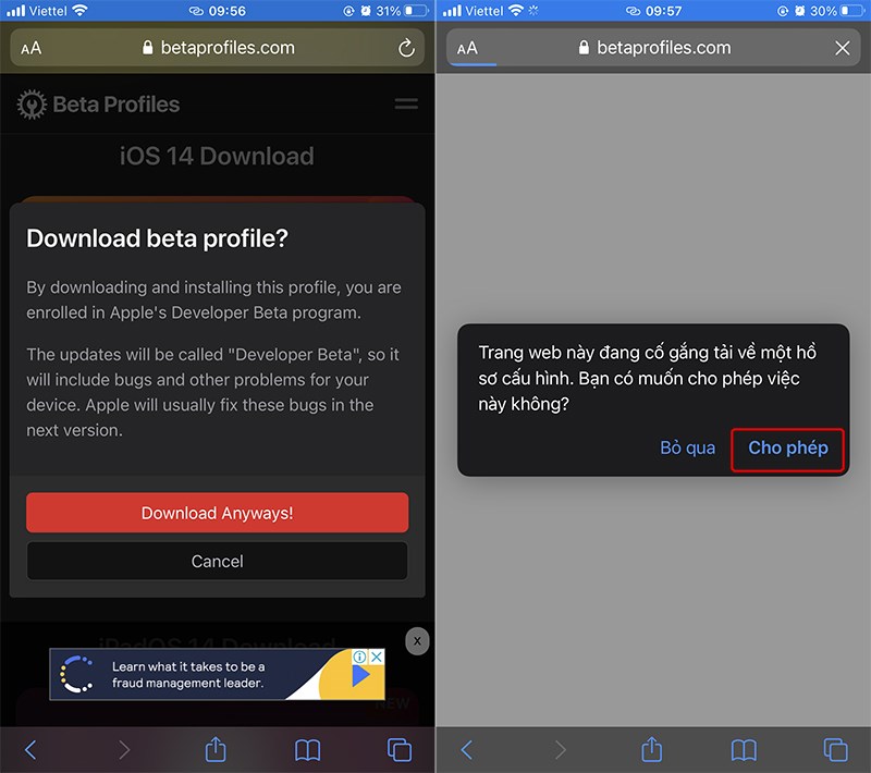 tải về file cấu hình iOS 14 beta