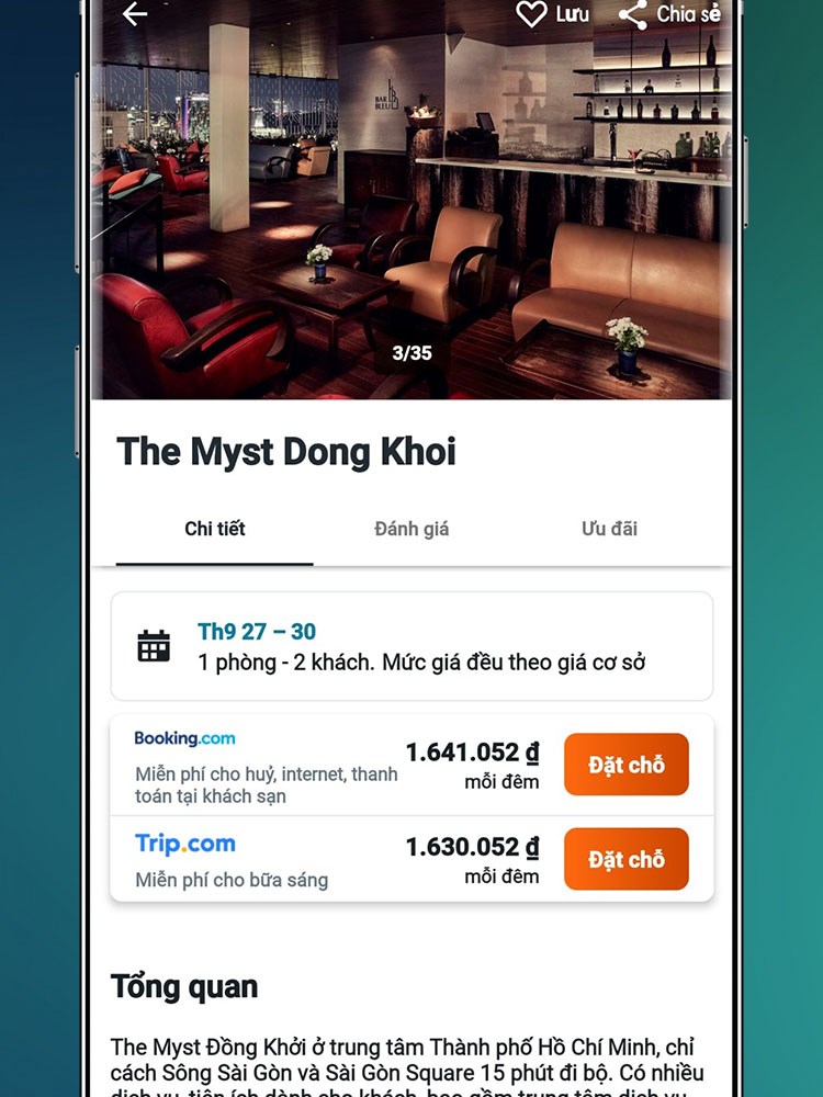 Đặt chỗ dễ d&agrave;ng v&agrave; an to&agrave;n th&ocirc;ng qua ứng dụng