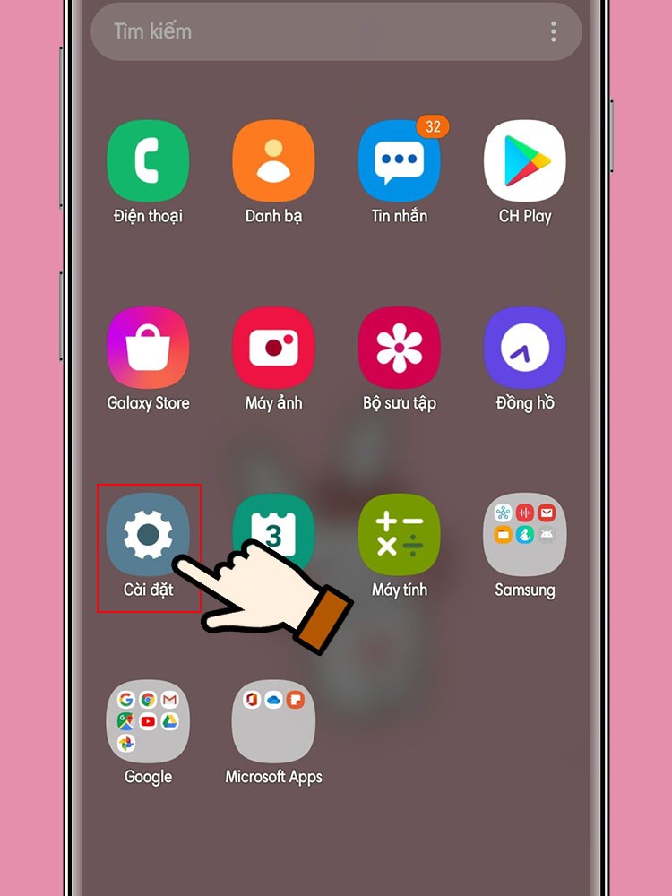 Mở c&agrave;i đặt điện thoại 