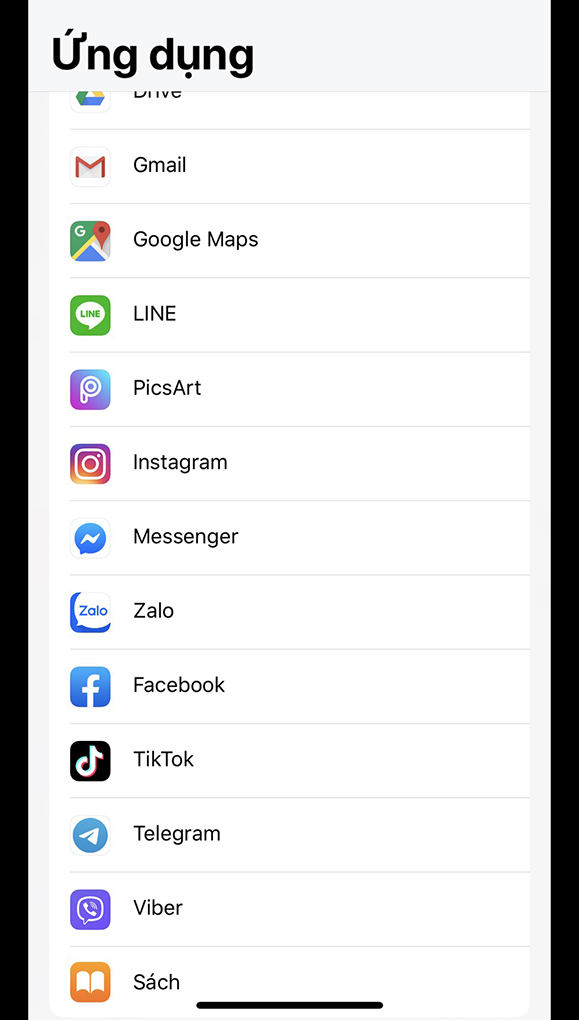 Chọn ứng dụng mà bạn muốn chia sẻ
