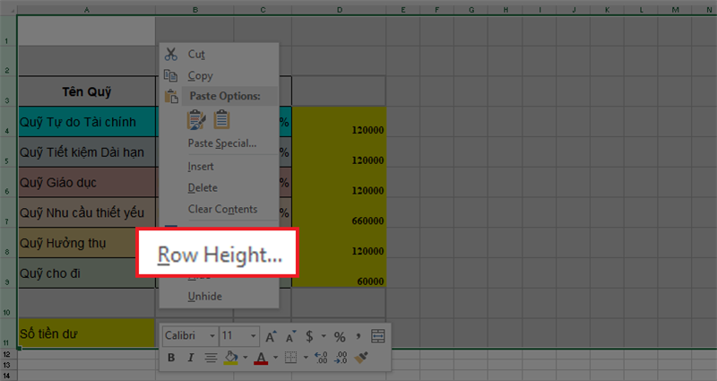 Row height