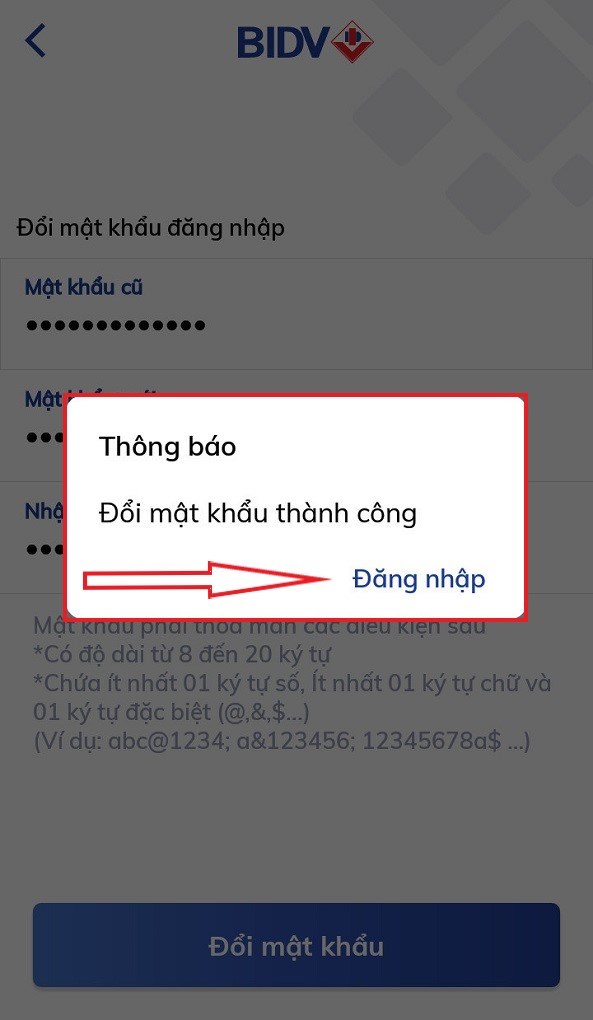 Cách đổi mật khẩu đăng nhập BIDV Smart Banking, bảo vệ tài khoản