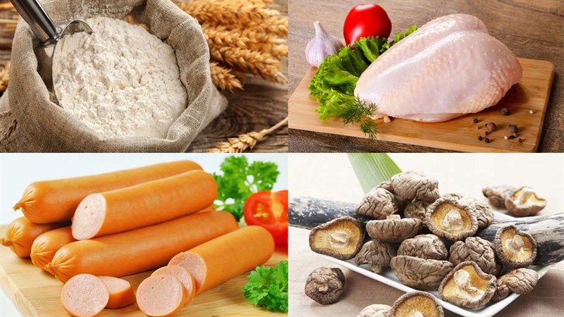 Nguyên liệu món ăn bánh bao nhân pizza