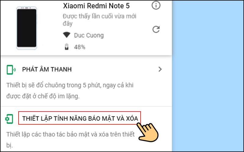 Hoặc trong những trường hợp xấu nhất bạn có thể sử dụng thiết lập các thao tác bảo mật và xóa thiết bị