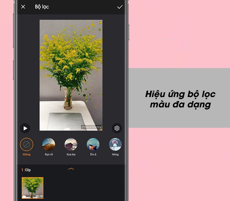 Hiệu ứng bộ lọc màu đa dạng