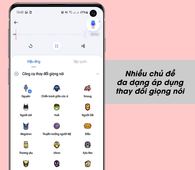 Nhiều chủ đề đa dạng áp dụng thay đổi giọng nói