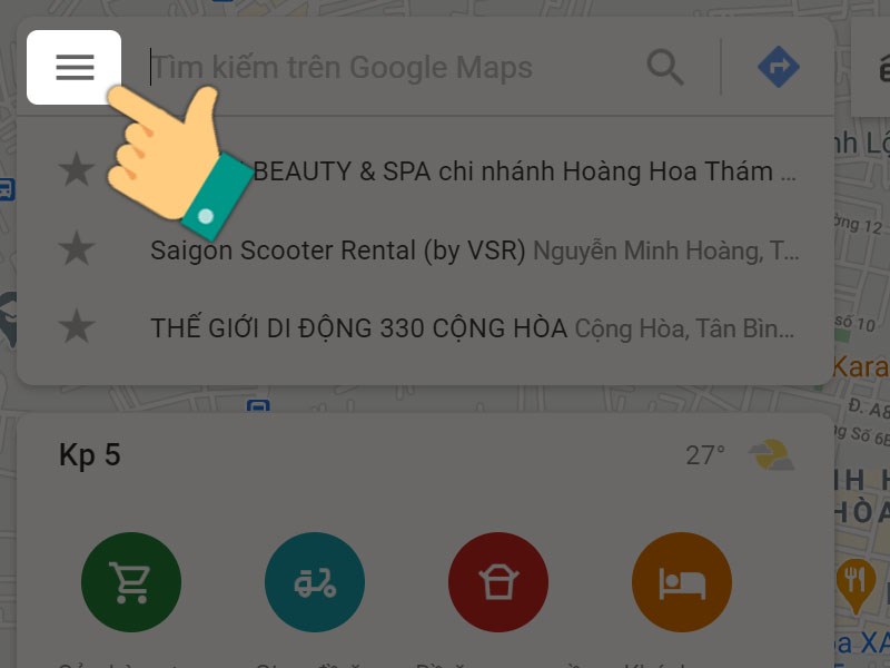 Nhấn vào biểu tượng ba gạch ngang ở góc trái màn hình