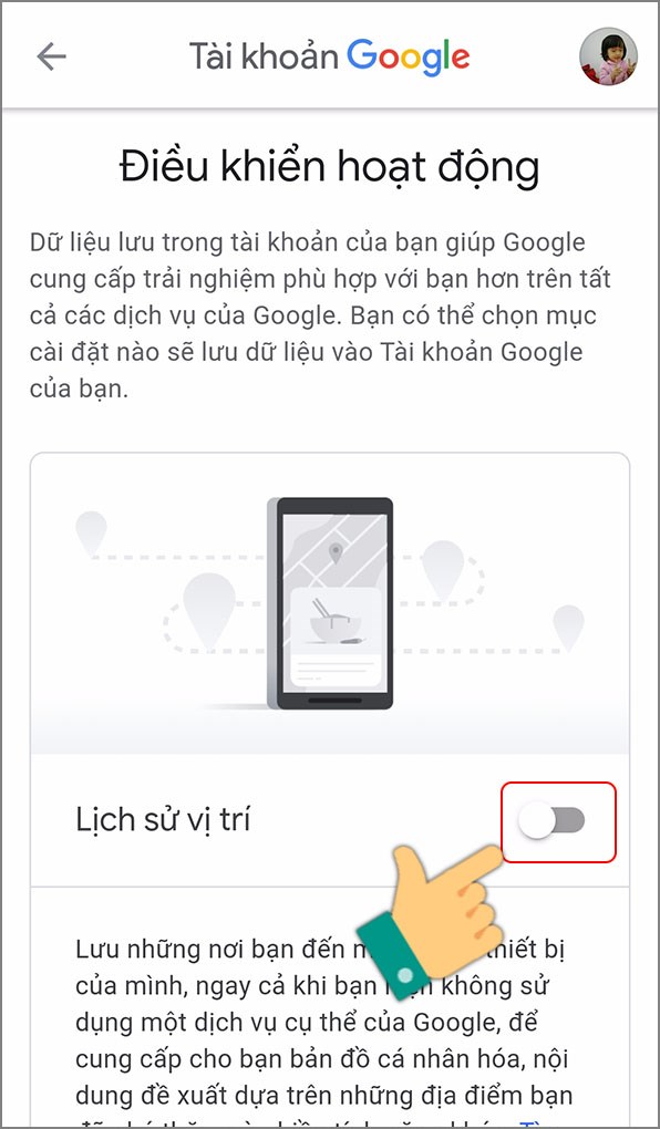 Tắt Location History trên điện thoại