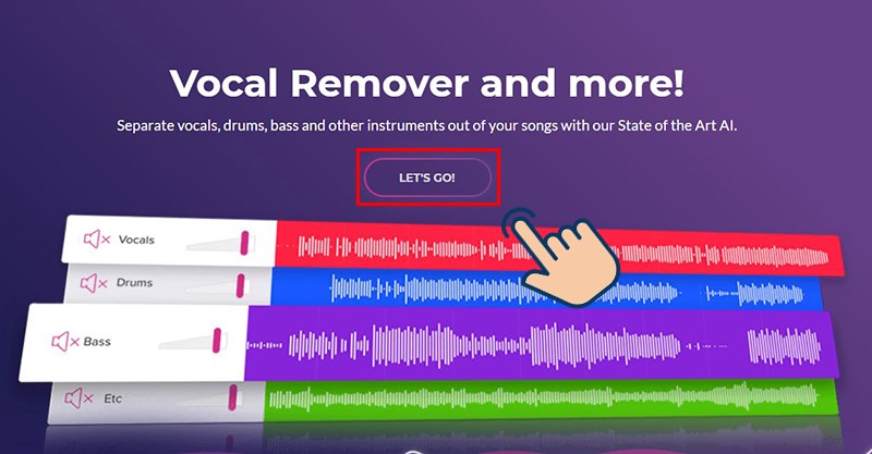 Chọn Let's Go! và chọn file bạn muốn lấy beat. Lúc này hệ thống sẽ tự động tách beat cho bạn.