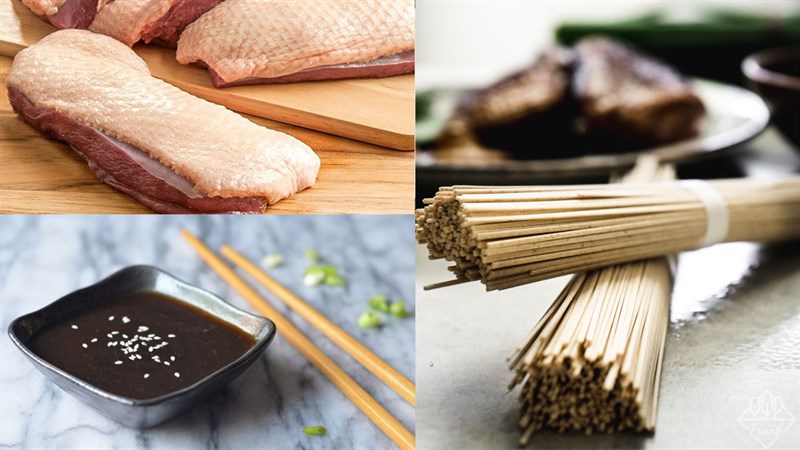 Nguyên liệu món ăn mì soba vịt và mì soba nấm đùi gà