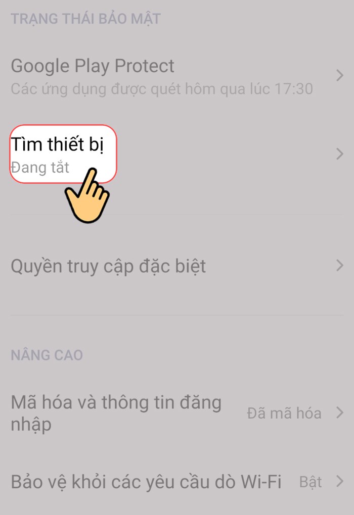 Vào mục Tìm thiết bị để tiến hành cài đặt