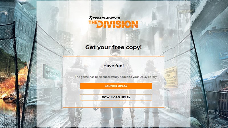 Nhận Tom Clancy's The Division miễn phí thành công
