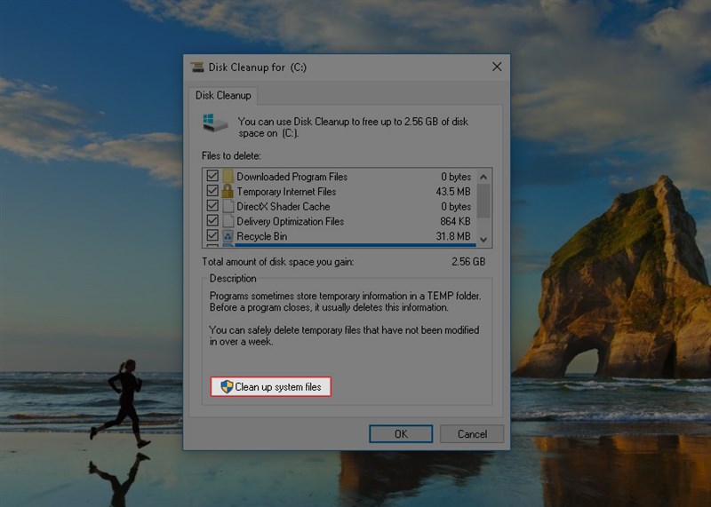 Chọn Clean up system files để dọn dẹp hệ thống
